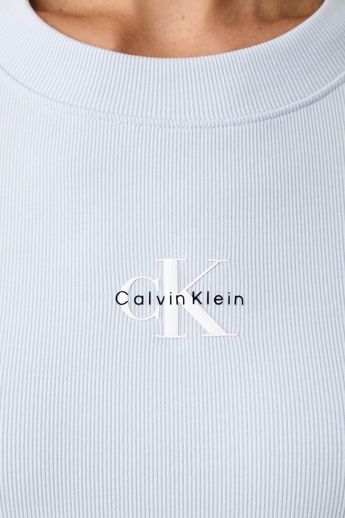 Calvin Klein Jeans longsleeve damski bawełniany z elastanem LV047A803G niebieski