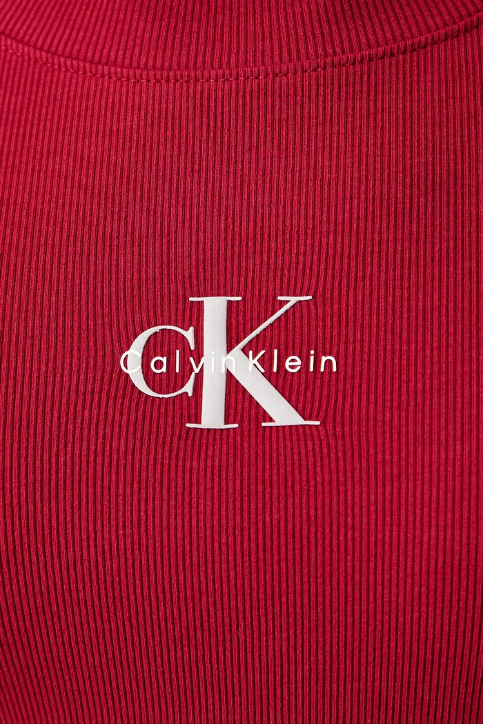 Longsleeve damski bawełniany z elastanem Calvin Klein Jeans czerwony LV047A803G