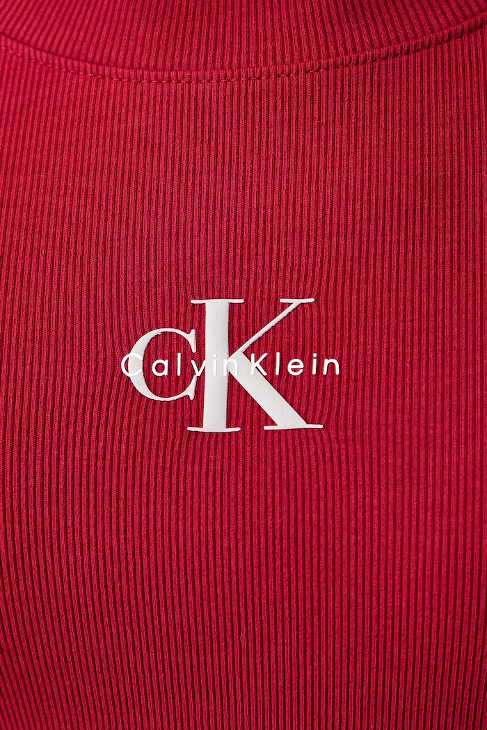 Longsleeve damski bawełniany z elastanem Calvin Klein Jeans czerwony LV047A803G