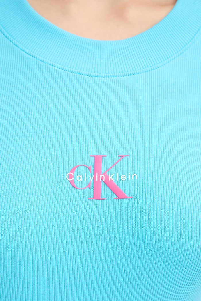 Tričko s dlouhým rukávem Calvin Klein Jeans LV047A803G tyrkysová
