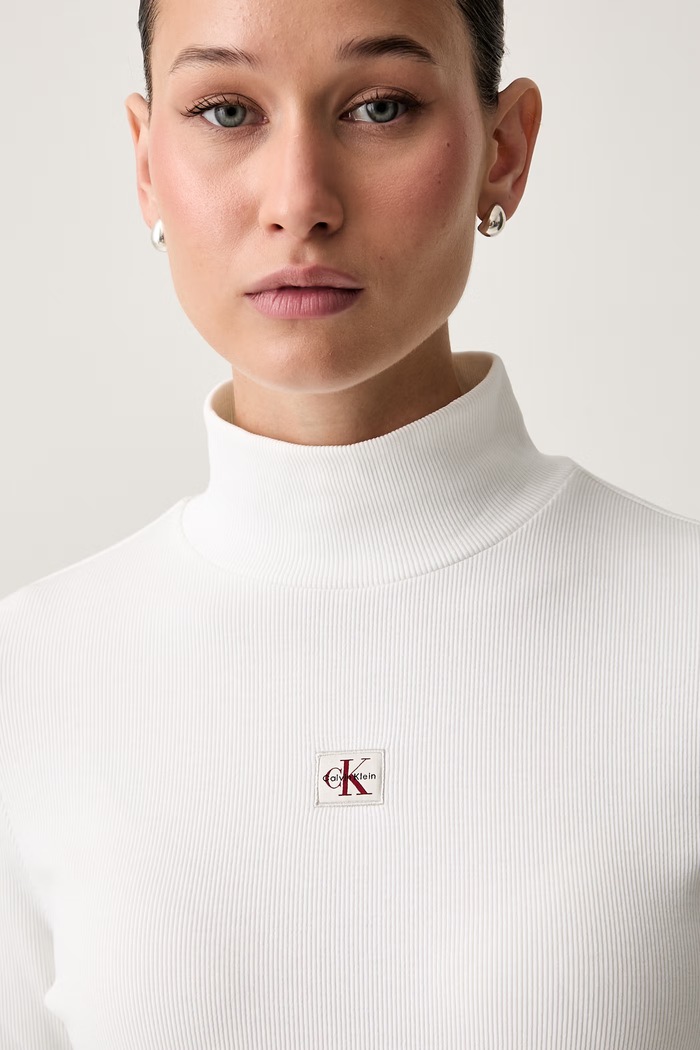 Calvin Klein Jeans longsleeve damski z bawełną biały LV047D203G