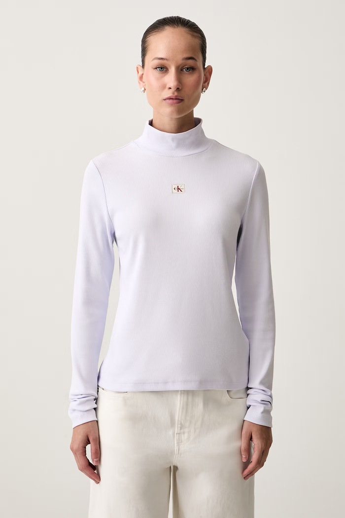 Calvin Klein Jeans longsleeve damski z bawełną fioletowy LV047D203G