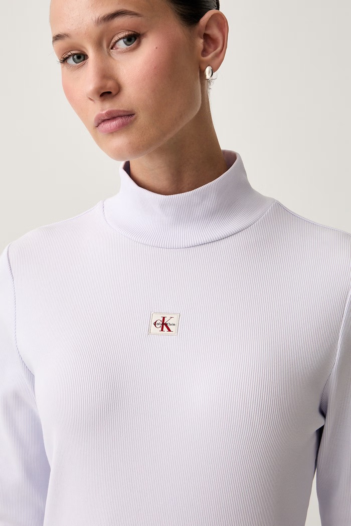 Calvin Klein Jeans longsleeve damski z bawełną fioletowy LV047D203G