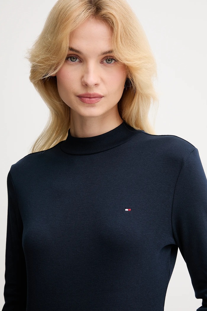 Bombažna majica z dolgimi rokavi Tommy Hilfiger Tommy Hilfiger WW0WW47307 mornarsko modra
