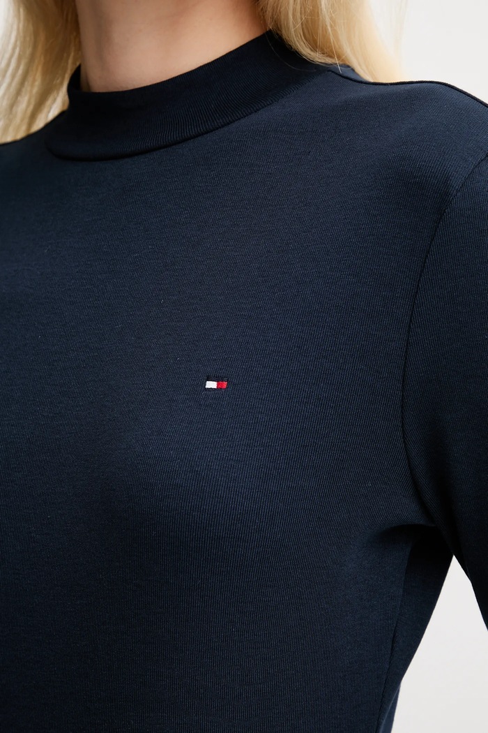 Bombažna majica z dolgimi rokavi Tommy Hilfiger Tommy Hilfiger mornarsko modra WW0WW47307