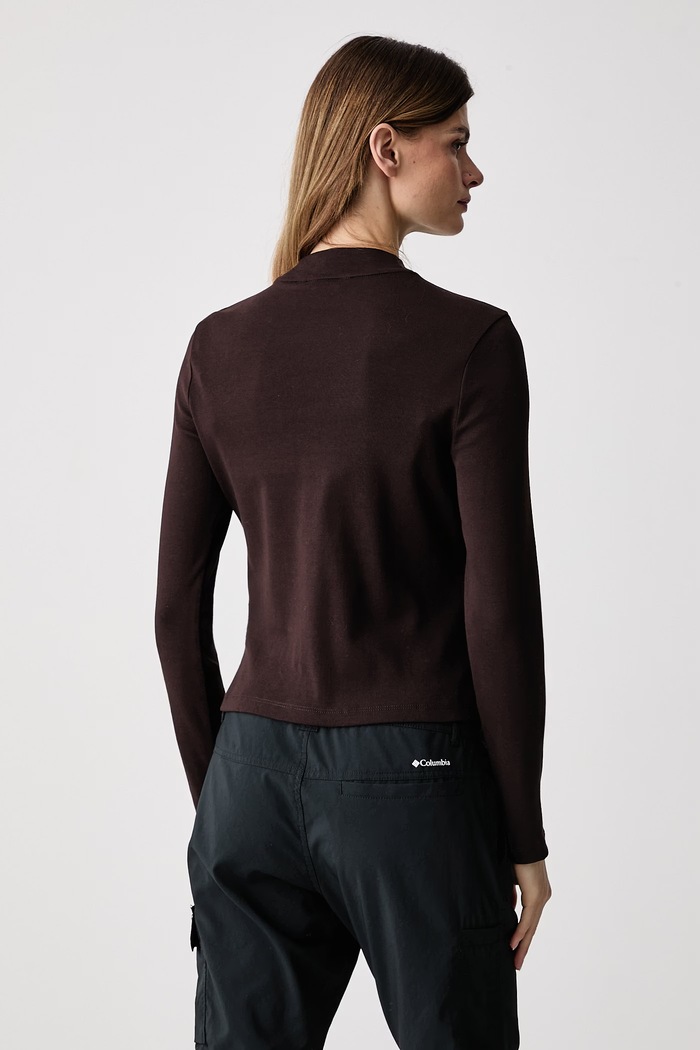 Odzież Tommy Hilfiger Longsleeve damski bawełniany WW0WW47307 brązowy