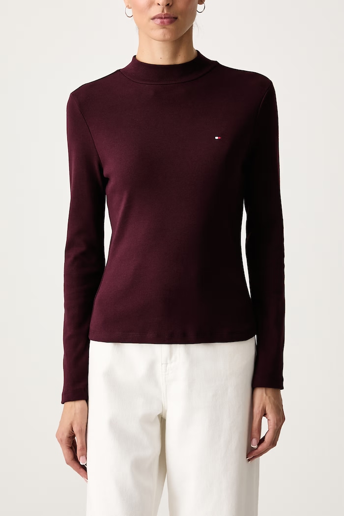 Μακρυμάνικο γυναικείο βαμβακερό Tommy Hilfiger WW0WW47307 μπορντό