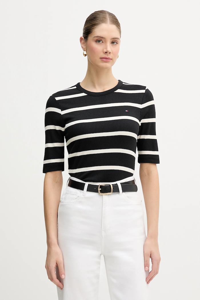 Μπλουζάκι Tommy Hilfiger μαύρο WW0WW47308