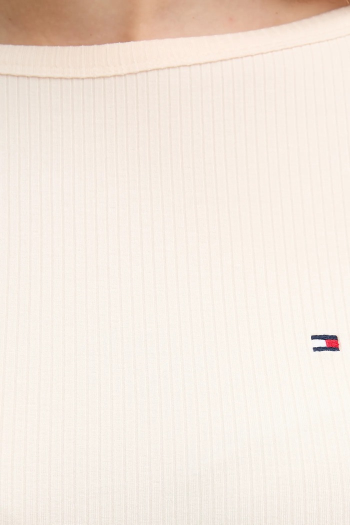 Tričko s dlouhým rukávem Tommy Hilfiger WW0WW47309 béžová