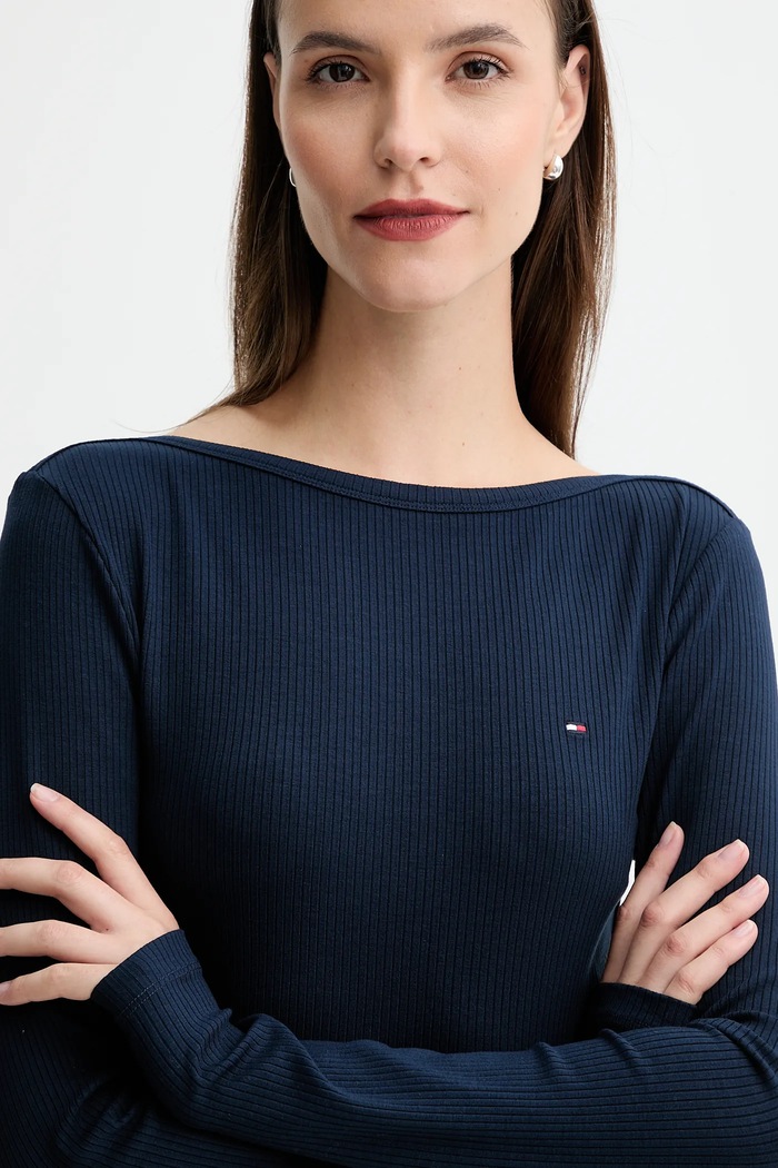 Tričko s dlhým rukávom Tommy Hilfiger tmavomodrá WW0WW47309