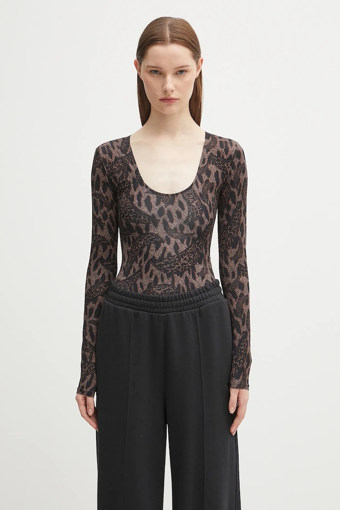 Body Fiorucci Banimalier Print Scoop Neck slim hnedá W02FPTBO225LY01BR01