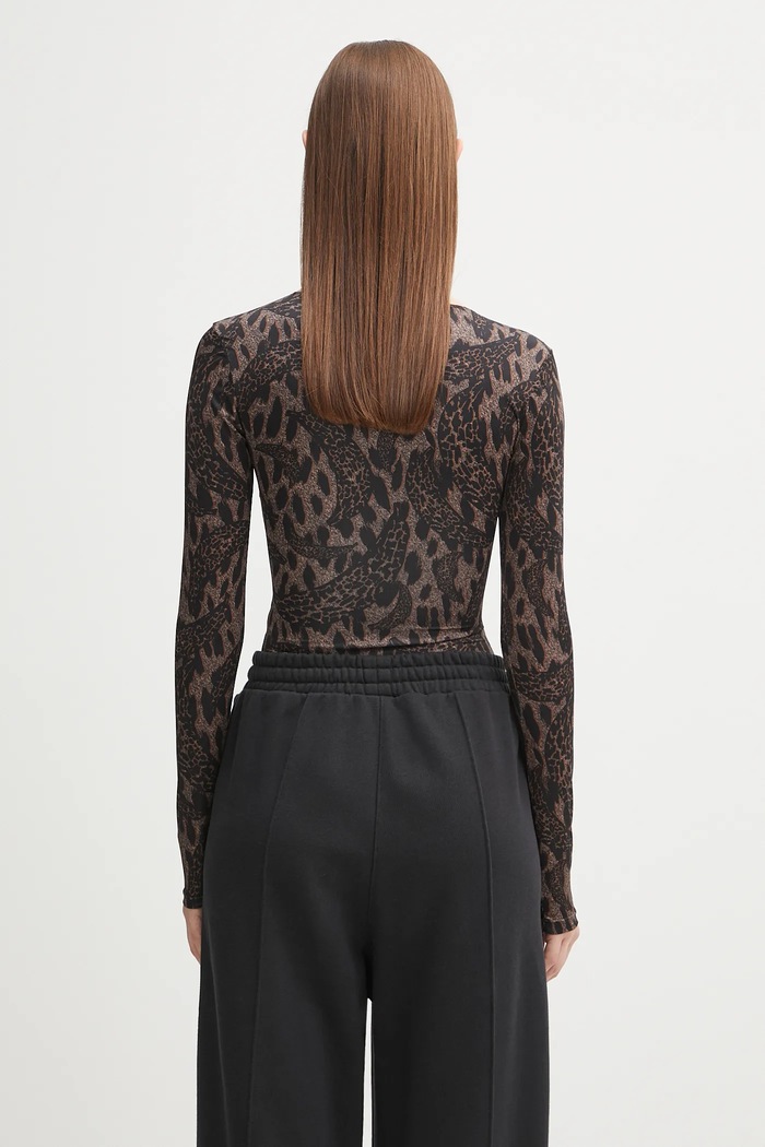 Clothing Fiorucci bodysuit Banimalier Print Scoop Neck W02FPTBO225LY01BR01 brown