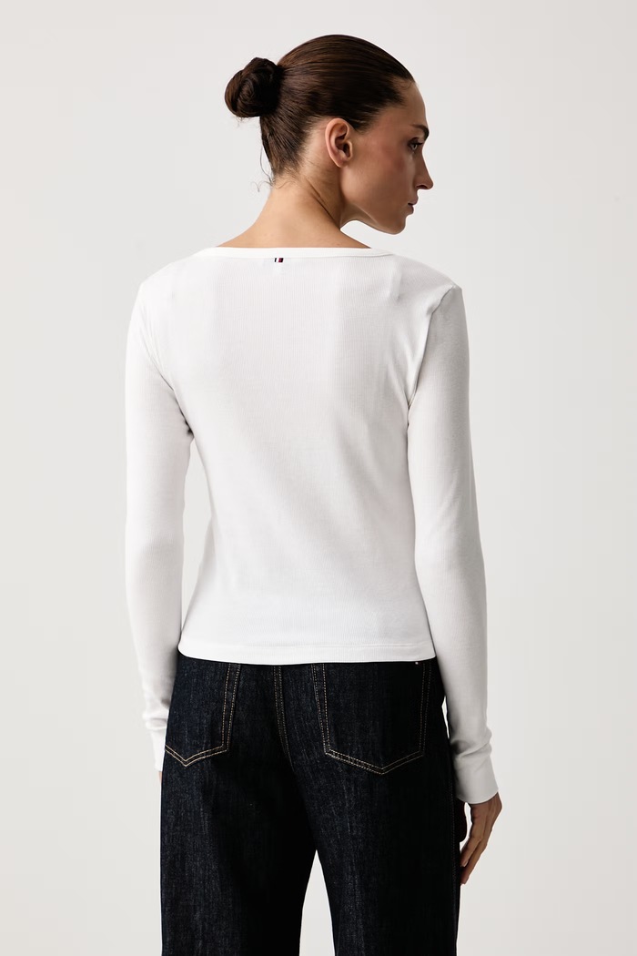 Odzież Tommy Hilfiger Longsleeve damski z bawełną UW0UW06066 biały