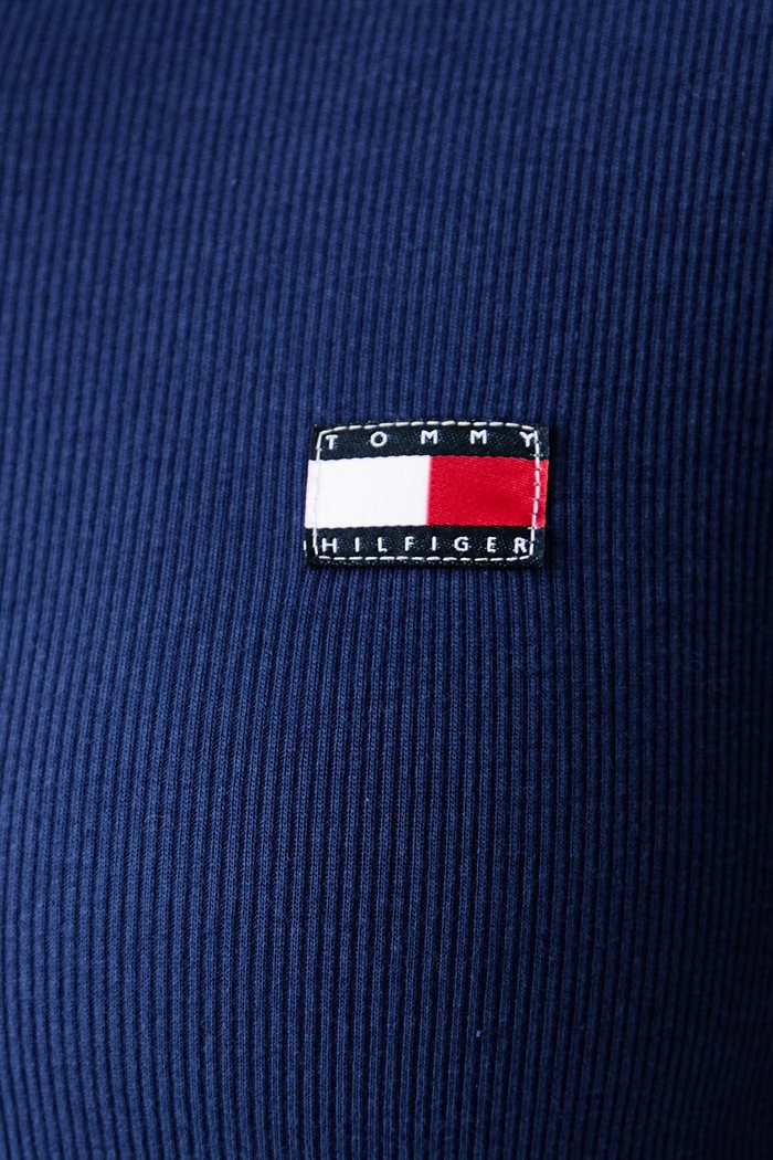Longsleeve damski z bawełną Tommy Hilfiger granatowy UW0UW06066