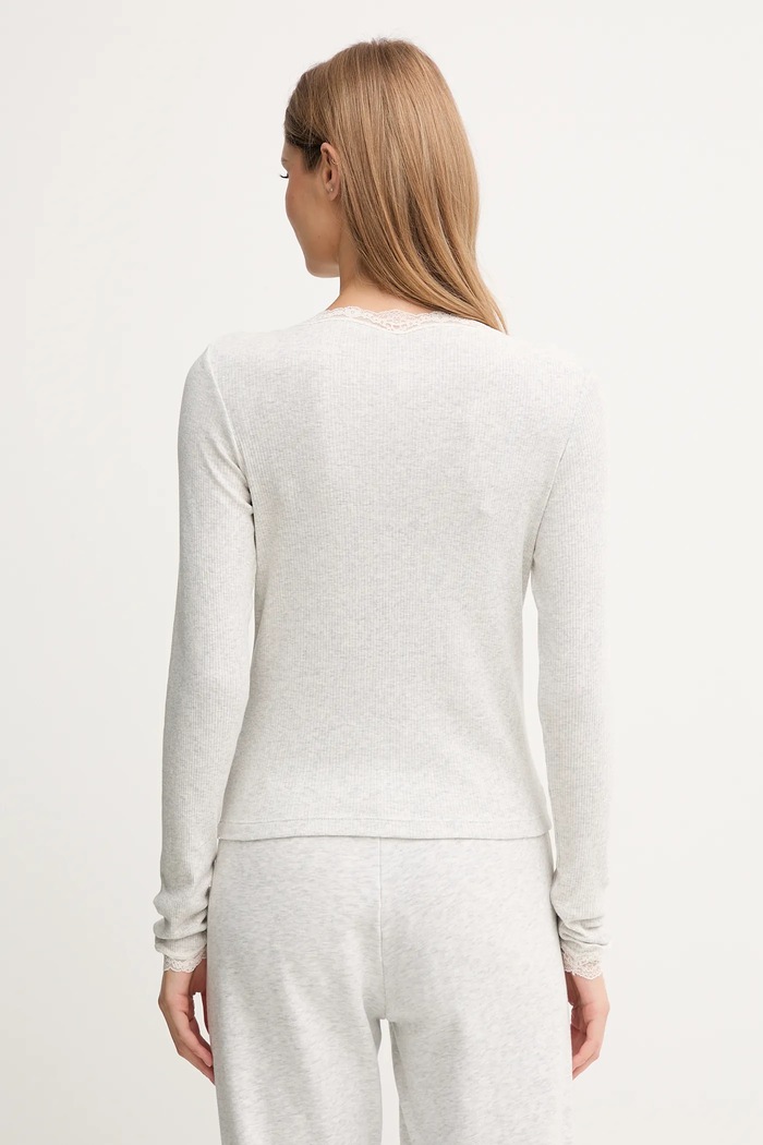 Pyžamové tričko s dlhým rukávom Tommy Hilfiger UW0UW06071 sivá AW25