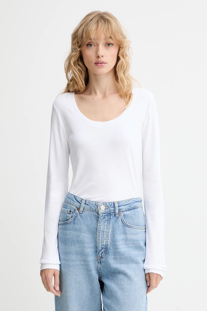 Calvin Klein Longsleeve din bumbac alb LV044D228G