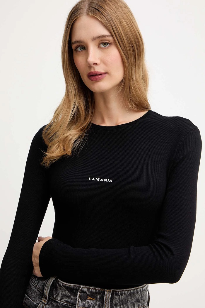 La Mania longsleeve damska cu vâscoză negru GIN