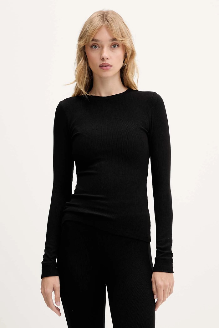 La Mania longsleeve uni negru SELF