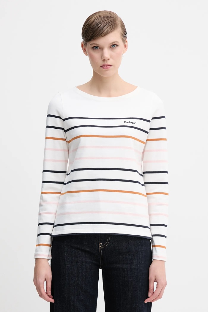 Barbour longsleeve bawełniany HAWKINS regular beżowy LML0894