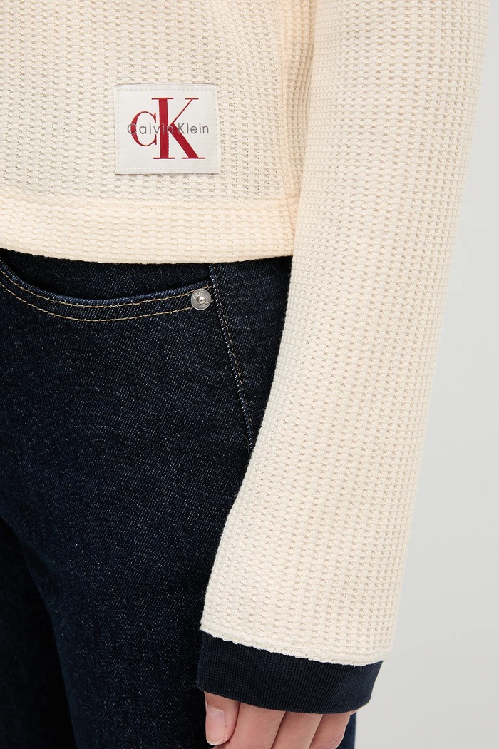 Tričko s dlhým rukávom Calvin Klein Jeans béžová LV047D225G