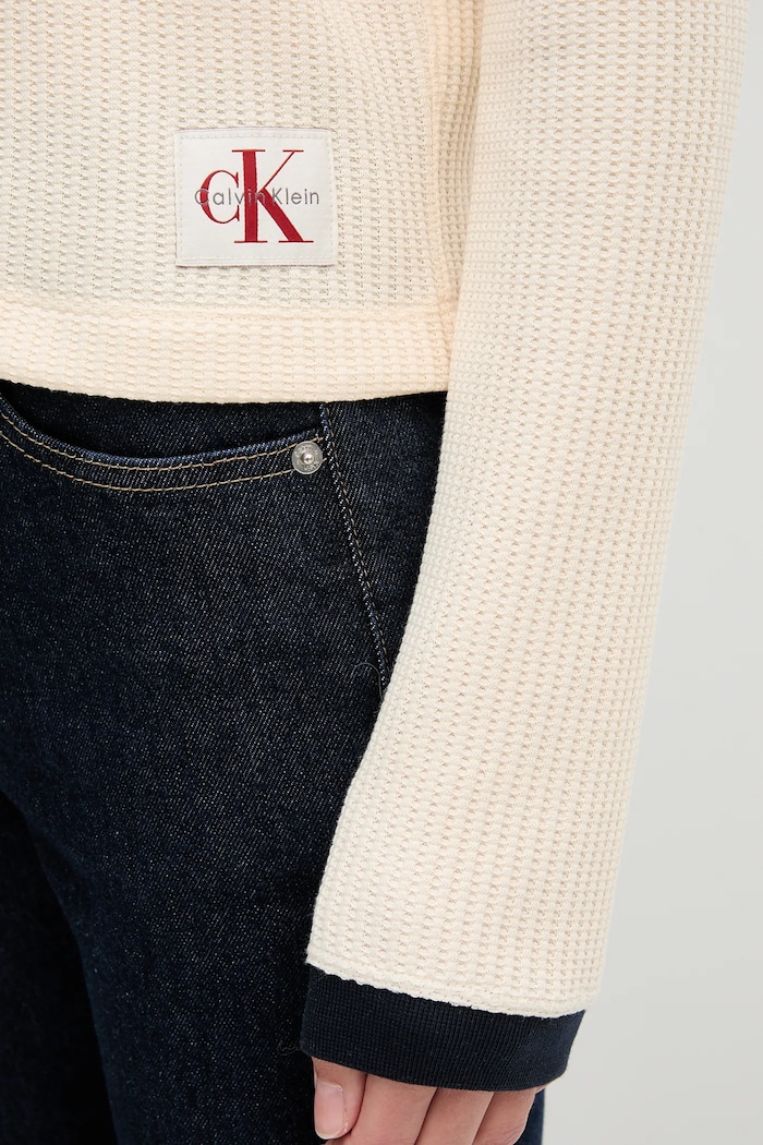 Tričko s dlhým rukávom Calvin Klein Jeans béžová LV047D225G