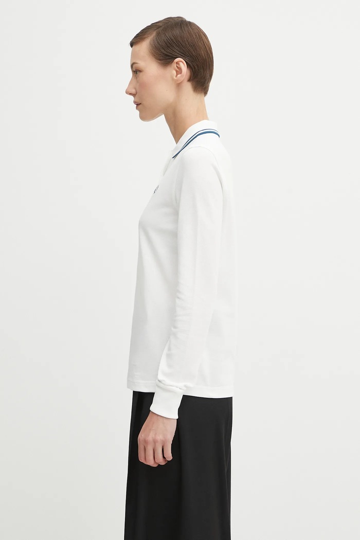 Bavlnené tričko s dlhým rukávom Fred Perry G3636 biela AW25