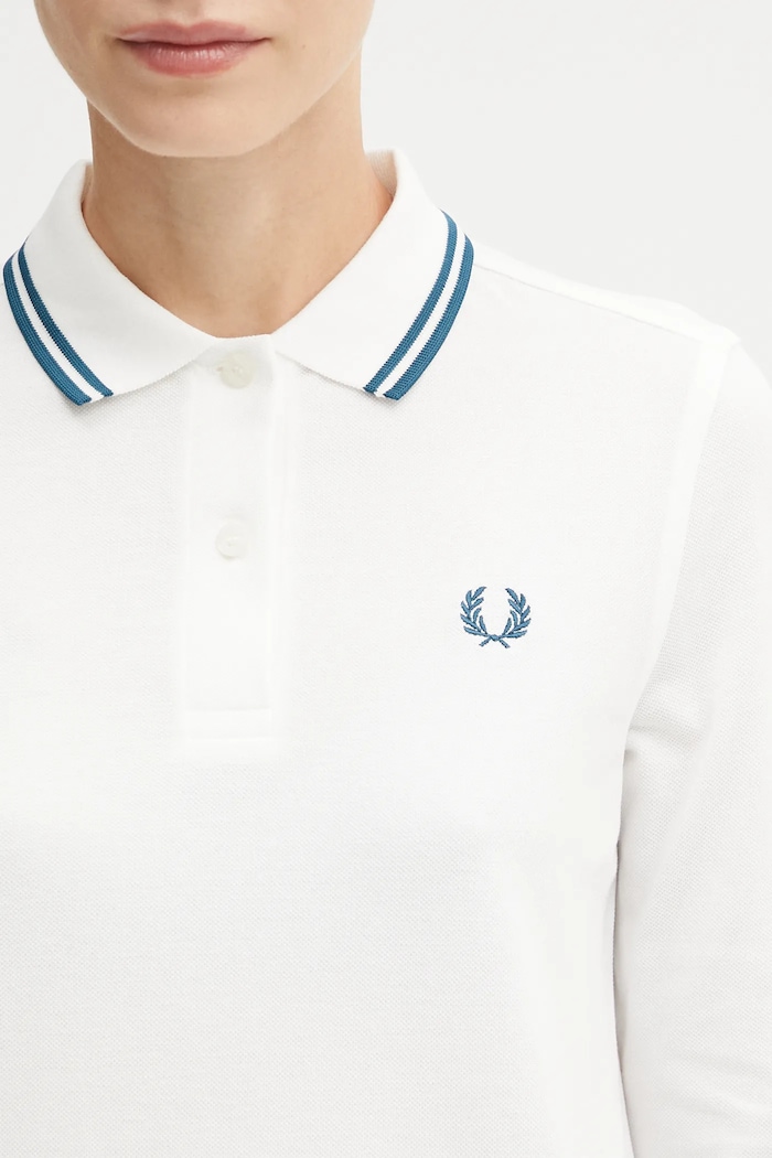 Bavlnené tričko s dlhým rukávom Fred Perry biela G3636
