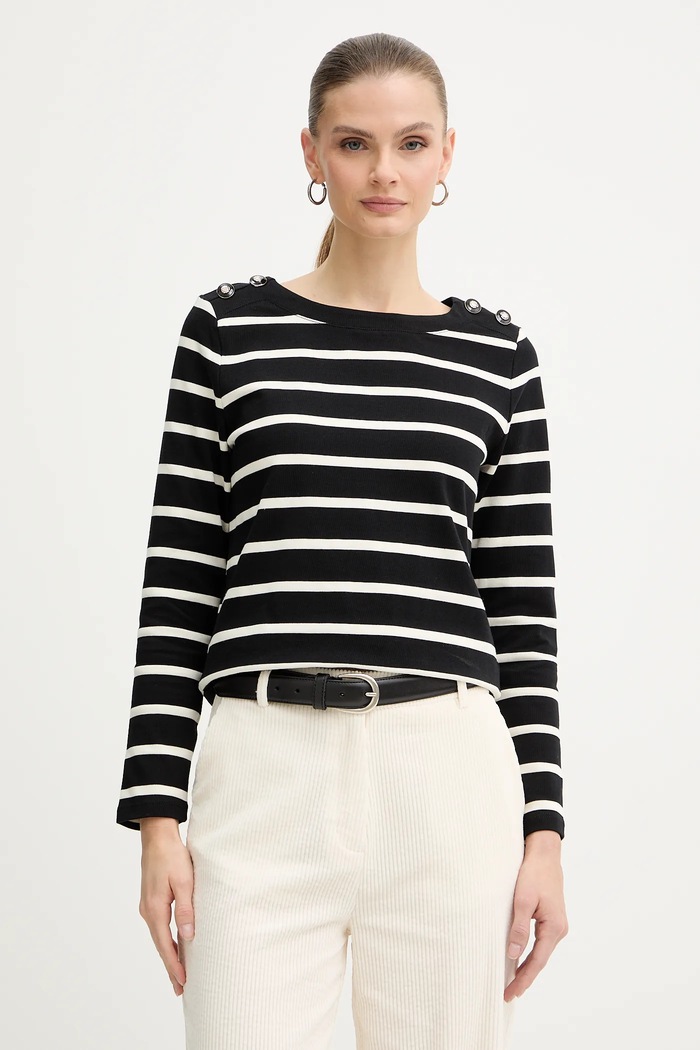 Morgan longsleeve din bumbac curele negru TBATO