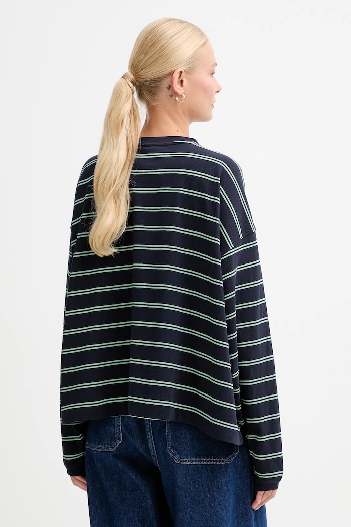 Одяг Бавовняна футболка G-Star A line stripe oversized D27183.E134 темно-синій