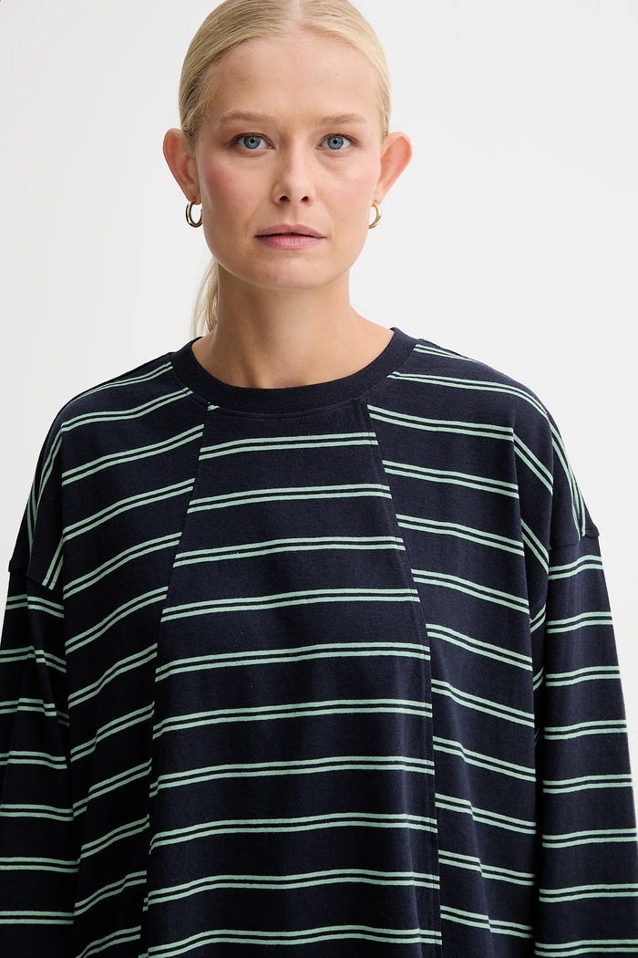 Бавовняна футболка G-Star A line stripe oversized темно-синій D27183.E134