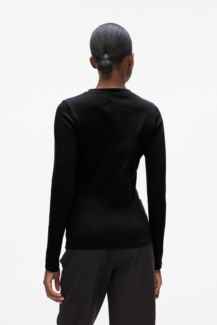 Памучна блуза с дълги ръкави Karl Lagerfeld A4W17043 черен AW25