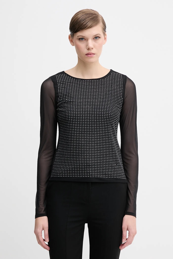 Tričko s dlhým rukávom Dkny slim čierna DJ5T1581