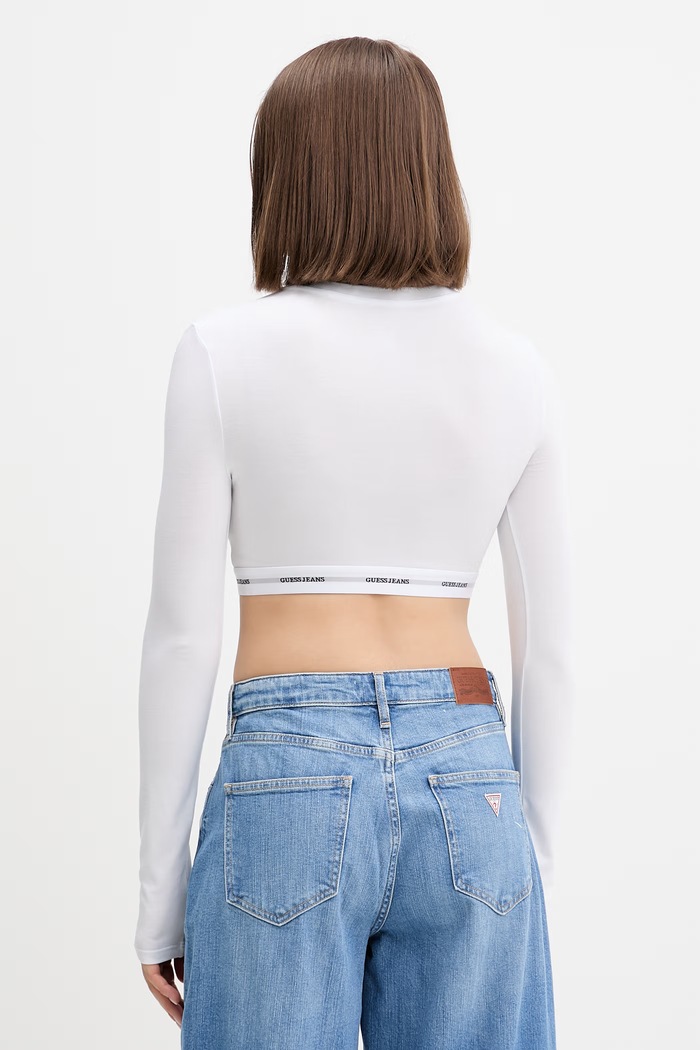 Oblečení Tričko s dlouhým rukávem Guess Jeans W5BZ09.KBBU1 bílá