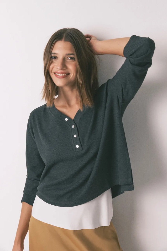 Tričko s dlouhým rukávem women'secret směs šedá 3272294