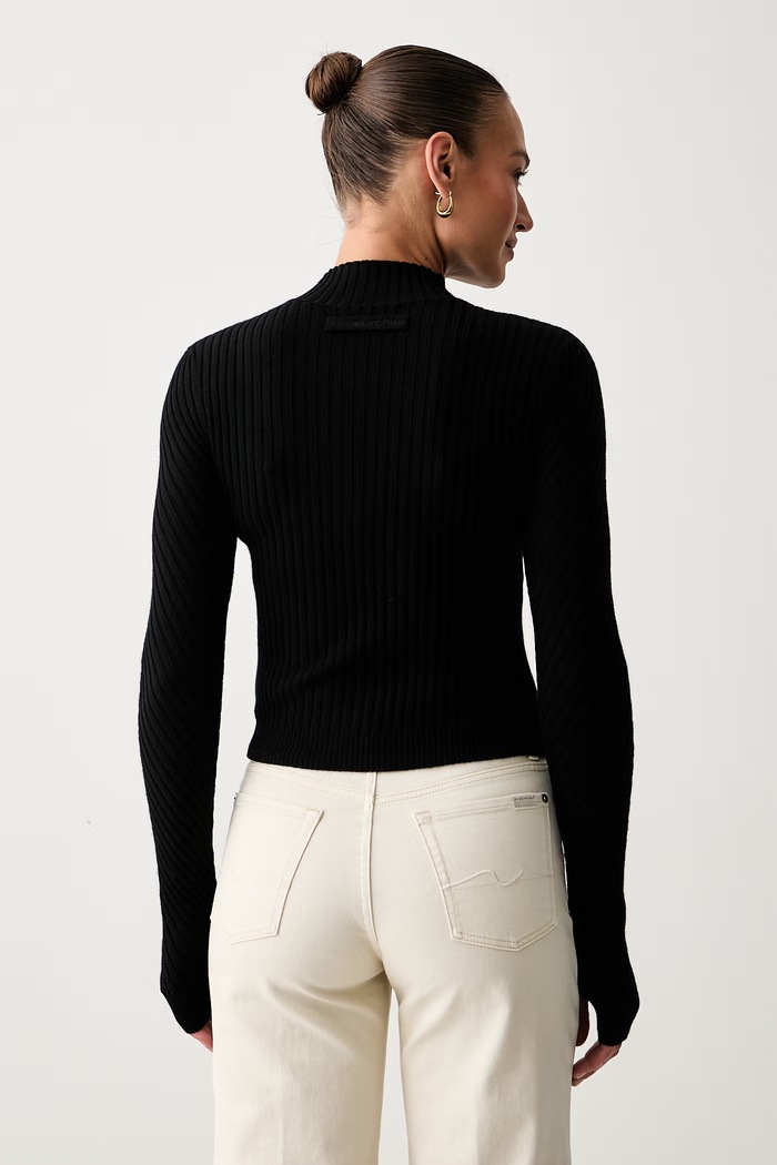 Odzież Victoria Beckham sweter damski z wełny merino 1425KTP006804A czarny