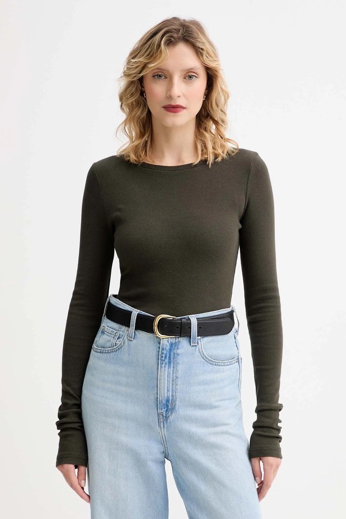 MUUV. longsleeve MUUV. x Answear uni verde LONGSLEEV.SLIMFIT.LINEA