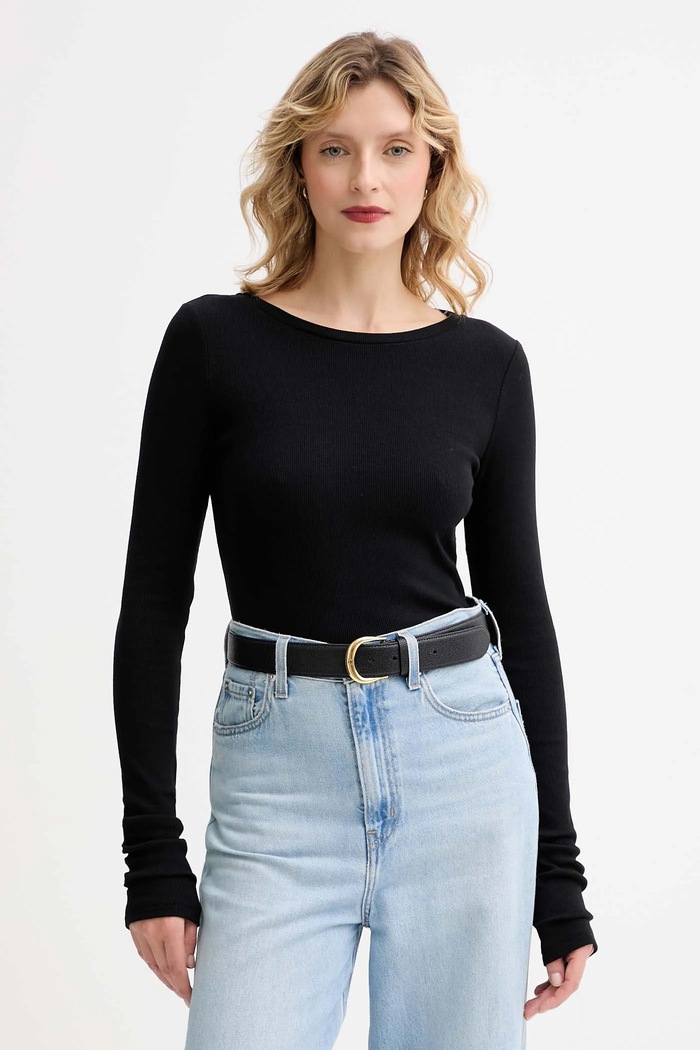 MUUV. longsleeve MUUV. x Answear uni negru LONGSLEEV.SLIMFIT.LINEA