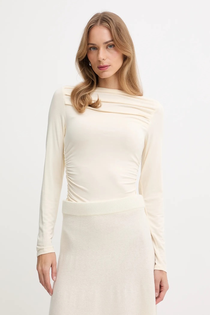 United Colors of Benetton longsleeve z elastanem beżowy 37UKD10BA