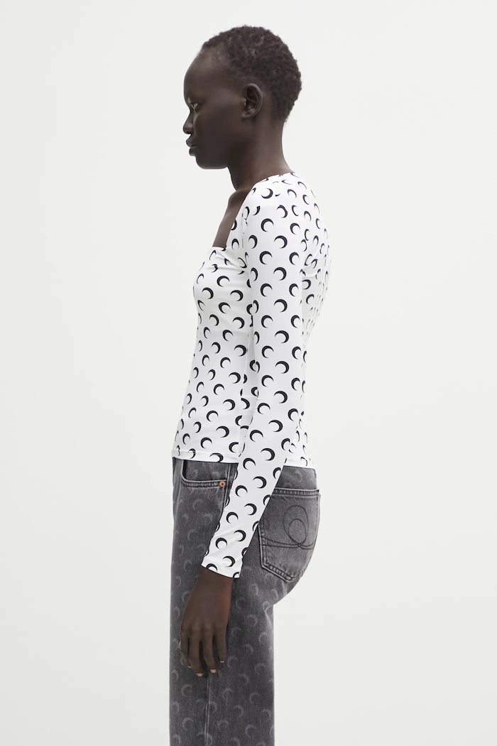 Лонгслів Marine Serre Moon Printed Jersey WTS017ACJER0001 білий AW25