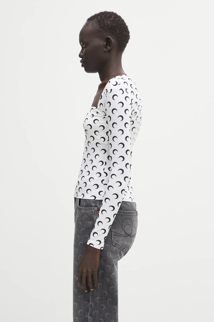 Лонгслів Marine Serre Moon Printed Jersey WTS017ACJER0001 білий AW25