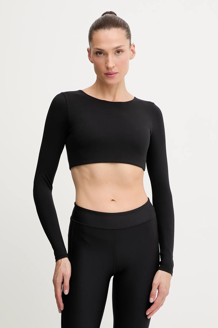 Majica dugih rukava za jogu JOYINME Core slim crna Core.Crop.Top