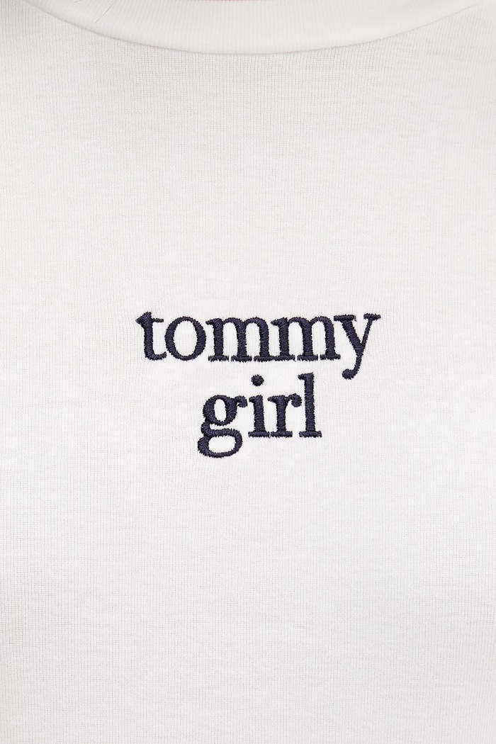 Bavlnené tričko s dlhým rukávom Tommy Jeans DW0DW22499 biela
