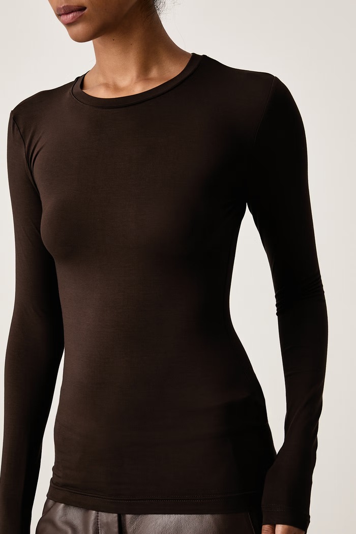 Longsleeve damski z wiskozy MALENE La Mania MALENE brązowy
