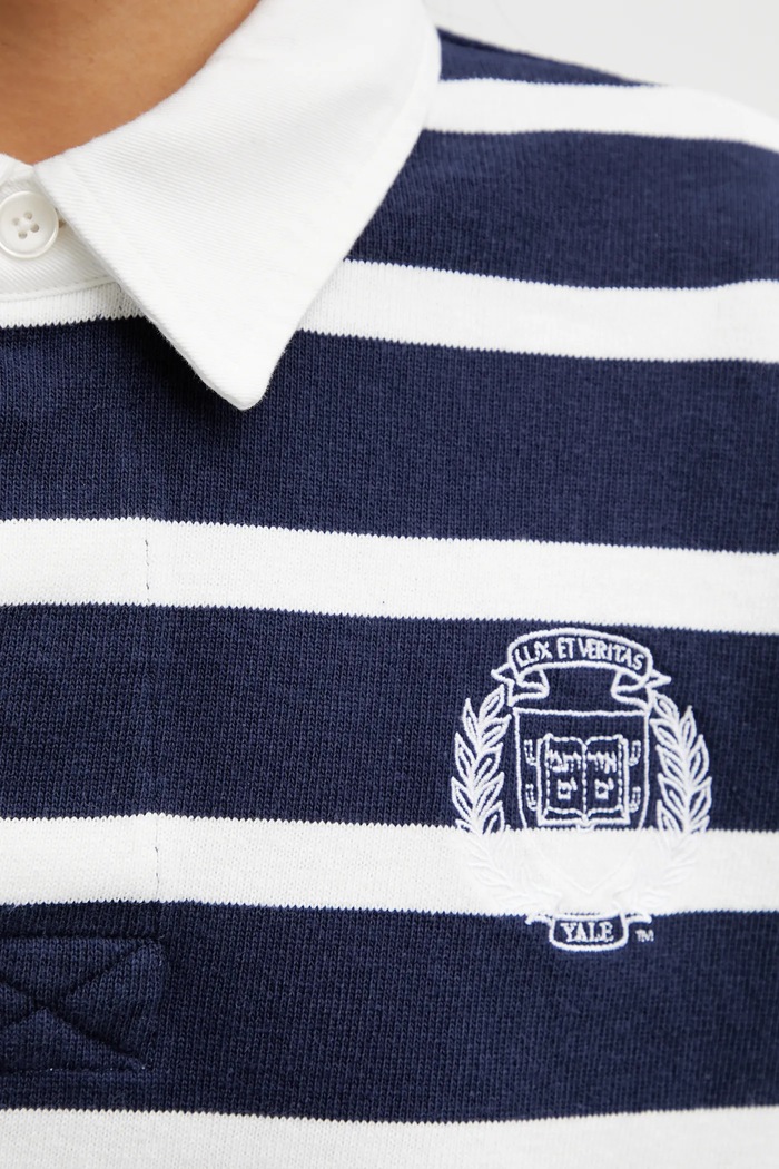 Βαμβακερή μπλούζα με μακριά μανίκια Sporty & Rich Yale Crest Rugby σκούρο μπλε ST008611300BL107