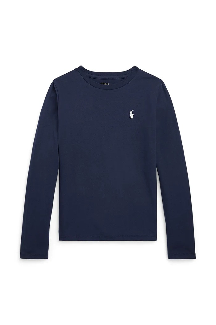 Polo Ralph Lauren longsleeve din bumbac pentru copii uni bleumarin 313841122029