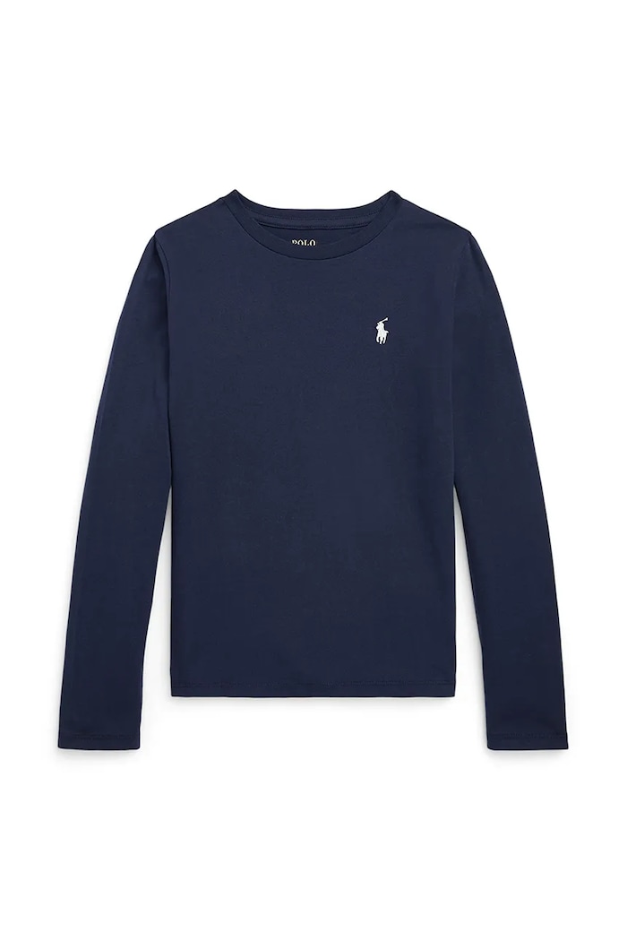 Polo Ralph Lauren longsleeve din bumbac pentru copii uni bleumarin 313841122029