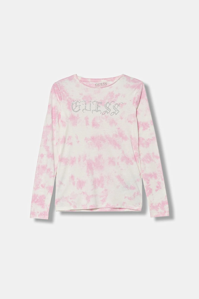 Guess longsleeve bawełniany dziecięcy wzorzyste różowy J5YI16.K8HM4.9BYA