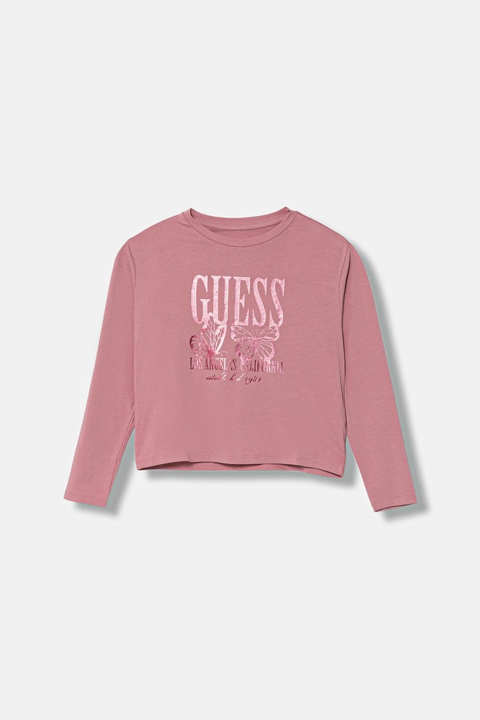 Guess longsleeve dziecięcy z elastanem różowy J5YI32.K6YW4.9BYA