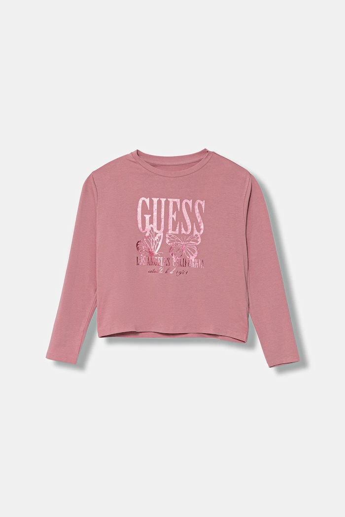Guess longsleeve dziecięcy z elastanem różowy J5YI32.K6YW4.9BYA