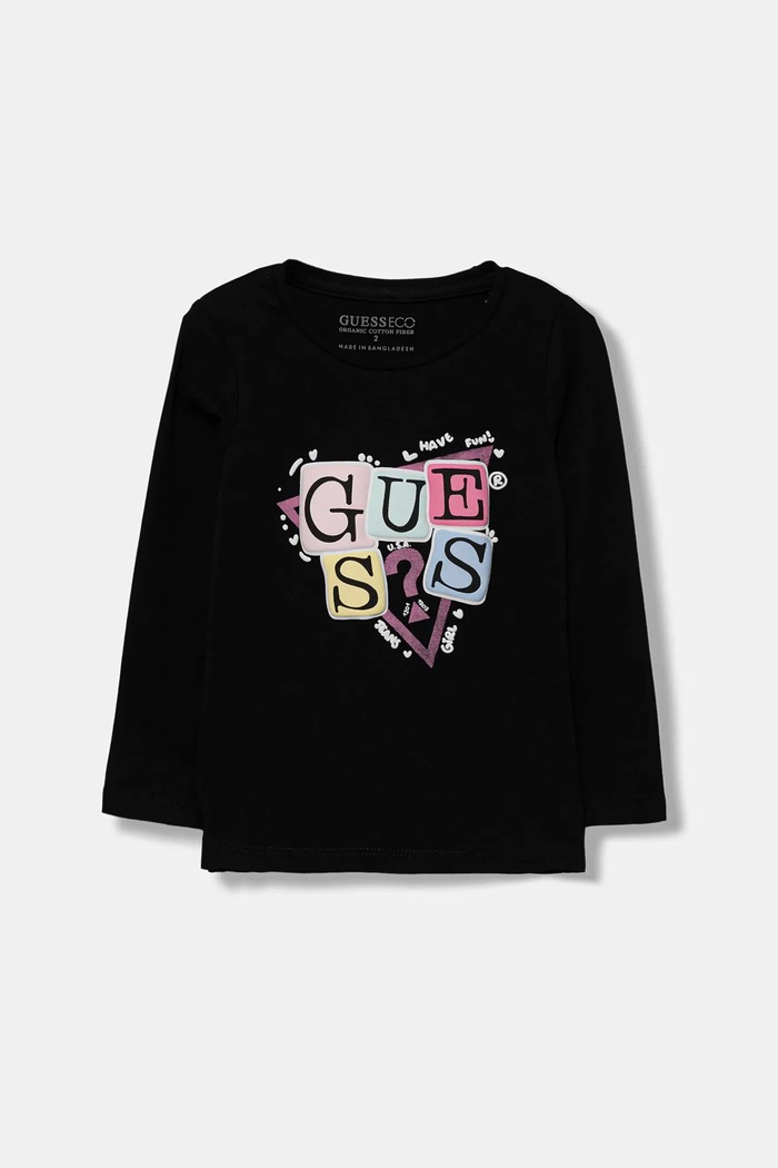 Guess longsleeve dziecięcy z elastanem czarny K5YI07.K6YW4.9BYA